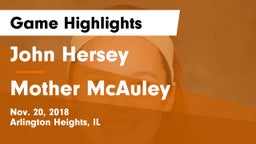 John Hersey  vs Mother McAuley  Game Highlights - Nov. 20, 2018