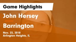 John Hersey  vs Barrington  Game Highlights - Nov. 23, 2018