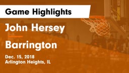 John Hersey  vs Barrington  Game Highlights - Dec. 15, 2018
