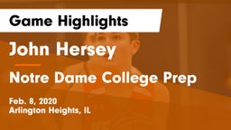 John Hersey  vs Notre Dame College Prep Game Highlights - Feb. 8, 2020