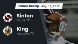 Recap: Sinton  vs. King  2019