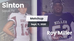 Matchup: Sinton  vs. Roy Miller  2020