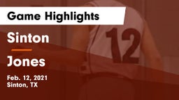 Sinton  vs Jones  Game Highlights - Feb. 12, 2021