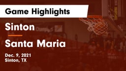 Sinton  vs Santa Maria  Game Highlights - Dec. 9, 2021
