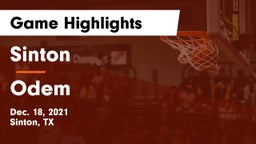 Sinton  vs Odem  Game Highlights - Dec. 18, 2021