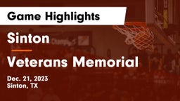 Sinton  vs Veterans Memorial  Game Highlights - Dec. 21, 2023