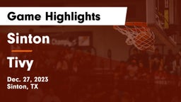 Sinton  vs Tivy  Game Highlights - Dec. 27, 2023