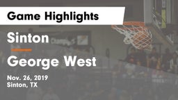 Sinton  vs George West  Game Highlights - Nov. 26, 2019