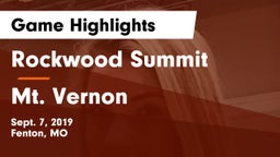 Rockwood Summit  vs Mt. Vernon  Game Highlights - Sept. 7, 2019