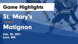 St. Mary's  vs Matignon Game Highlights - Feb. 20, 2021