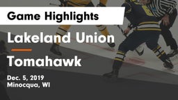 Lakeland Union  vs Tomahawk  Game Highlights - Dec. 5, 2019