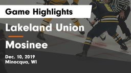 Lakeland Union  vs Mosinee  Game Highlights - Dec. 10, 2019