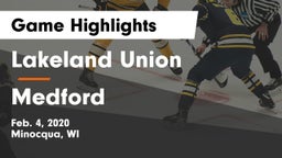 Lakeland Union  vs Medford  Game Highlights - Feb. 4, 2020