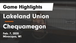 Lakeland Union  vs Chequamegon Game Highlights - Feb. 7, 2020