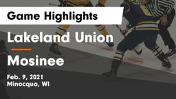 Lakeland Union  vs Mosinee  Game Highlights - Feb. 9, 2021