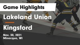 Lakeland Union  vs Kingsford  Game Highlights - Nov. 30, 2021