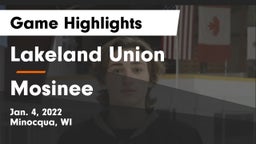 Lakeland Union  vs Mosinee  Game Highlights - Jan. 4, 2022