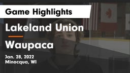 Lakeland Union  vs Waupaca  Game Highlights - Jan. 28, 2022