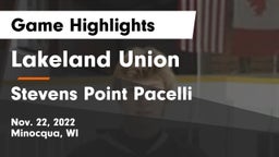 Lakeland Union  vs Stevens Point Pacelli Game Highlights - Nov. 22, 2022