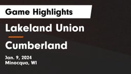Lakeland Union  vs Cumberland  Game Highlights - Jan. 9, 2024
