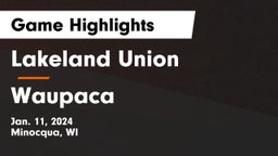 Lakeland Union  vs Waupaca  Game Highlights - Jan. 11, 2024