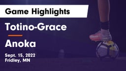 Totino-Grace  vs Anoka  Game Highlights - Sept. 15, 2022