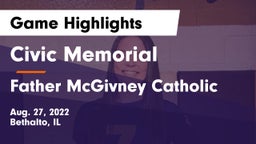 Civic Memorial  vs Father McGivney Catholic  Game Highlights - Aug. 27, 2022
