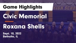 Civic Memorial  vs Roxana Shells  Game Highlights - Sept. 10, 2022