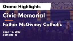 Civic Memorial  vs Father McGivney Catholic  Game Highlights - Sept. 10, 2022
