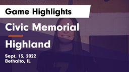 Civic Memorial  vs Highland  Game Highlights - Sept. 13, 2022