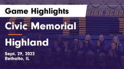 Civic Memorial  vs Highland  Game Highlights - Sept. 29, 2022
