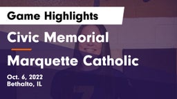 Civic Memorial  vs Marquette Catholic  Game Highlights - Oct. 6, 2022