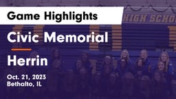 Civic Memorial  vs Herrin  Game Highlights - Oct. 21, 2023