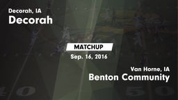 Matchup: Decorah vs. Benton Community 2016