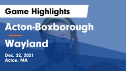 Acton-Boxborough  vs Wayland  Game Highlights - Dec. 22, 2021