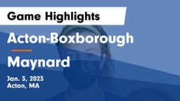 Acton-Boxborough  vs Maynard  Game Highlights - Jan. 3, 2023