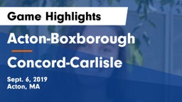 Acton-Boxborough  vs Concord-Carlisle  Game Highlights - Sept. 6, 2019