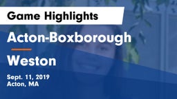 Acton-Boxborough  vs Weston Game Highlights - Sept. 11, 2019