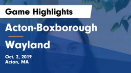 Acton-Boxborough  vs Wayland  Game Highlights - Oct. 2, 2019