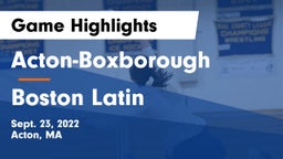 Acton-Boxborough  vs Boston Latin Game Highlights - Sept. 23, 2022