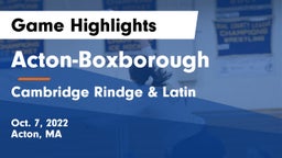 Acton-Boxborough  vs Cambridge Rindge & Latin  Game Highlights - Oct. 7, 2022