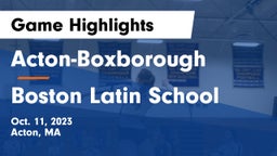 Acton-Boxborough  vs Boston Latin School Game Highlights - Oct. 11, 2023