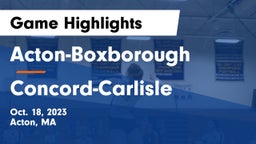 Acton-Boxborough  vs Concord-Carlisle  Game Highlights - Oct. 18, 2023