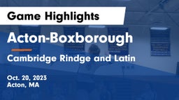 Acton-Boxborough  vs Cambridge Rindge and Latin Game Highlights - Oct. 20, 2023