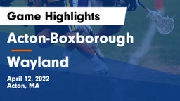 Acton-Boxborough  vs Wayland  Game Highlights - April 12, 2022