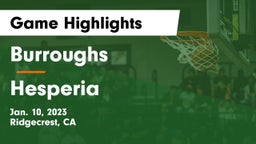 Burroughs  vs Hesperia  Game Highlights - Jan. 10, 2023