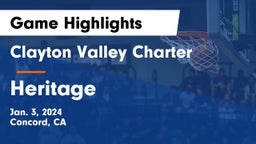 Clayton Valley Charter  vs Heritage  Game Highlights - Jan. 3, 2024
