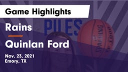 Rains  vs Quinlan Ford  Game Highlights - Nov. 23, 2021