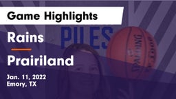 Rains  vs Prairiland Game Highlights - Jan. 11, 2022