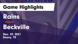 Rains  vs Beckville  Game Highlights - Dec. 29, 2021